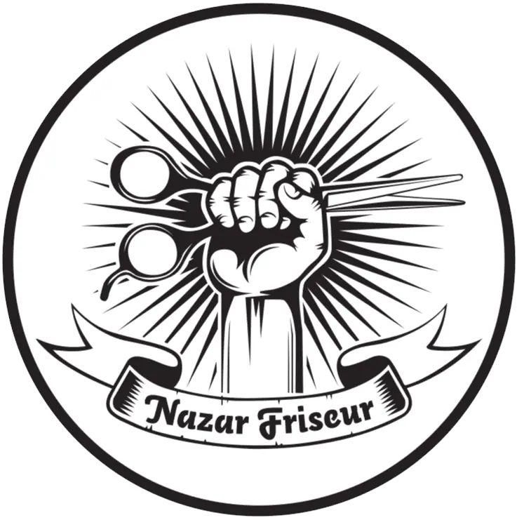 Haarschere und Kamm im Logo, kreative Friseurdienstleistungen, Nazar Friseur, Hamburg.